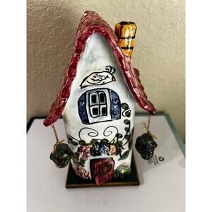 Ventage Blue Sky Clayworks 1990 Tealight Candle Holder Ceramic Cottage 8.5 X 5.5